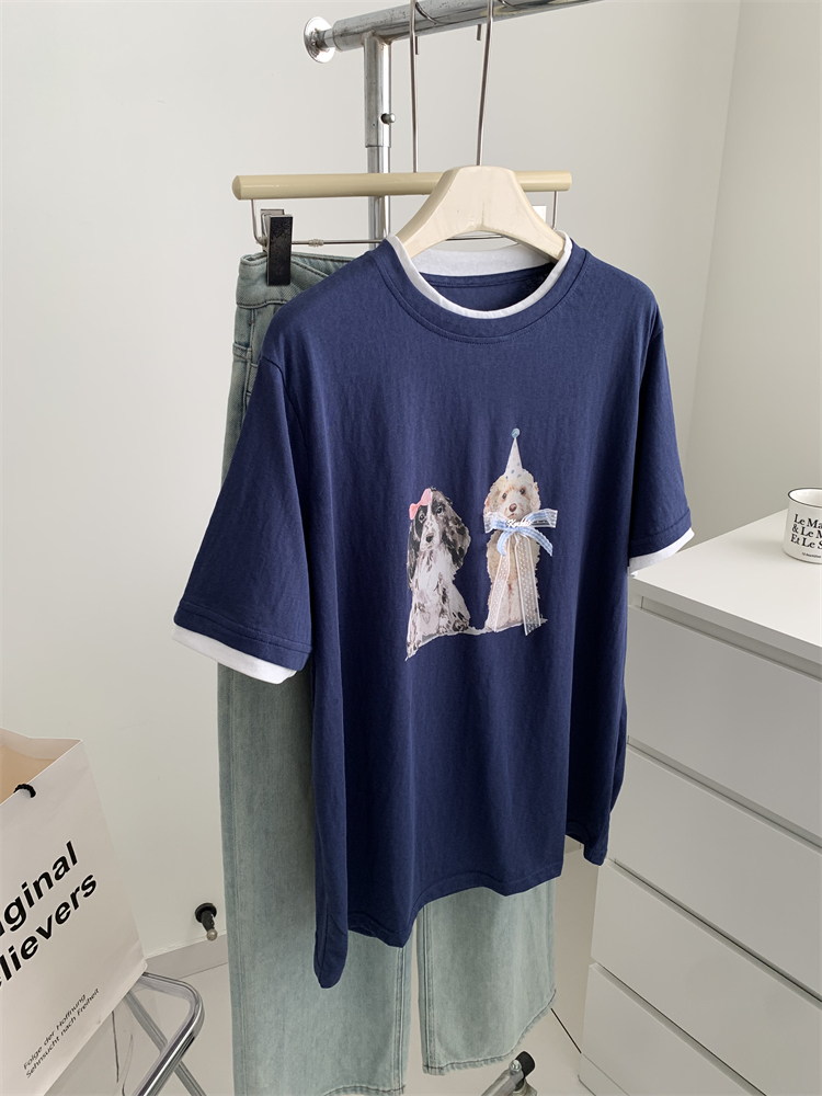 韓版減齡蝴蝶結小狗T卹（4色）