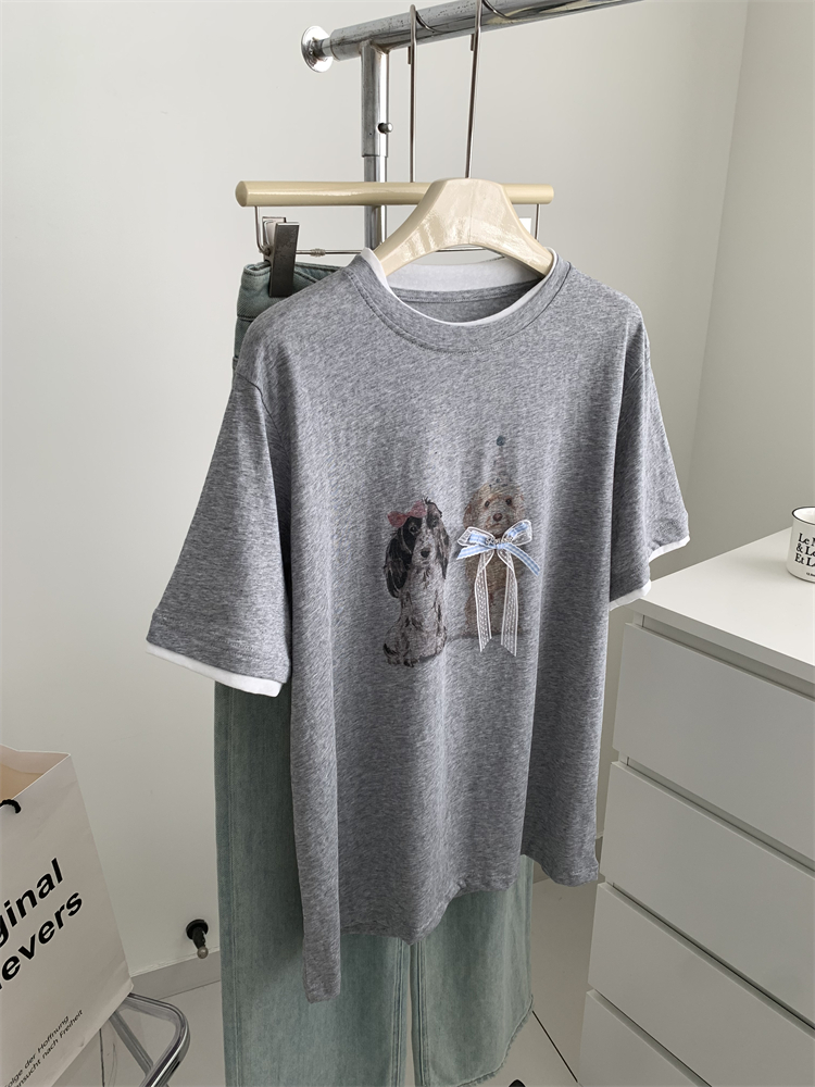 韓版減齡蝴蝶結小狗T卹（4色）