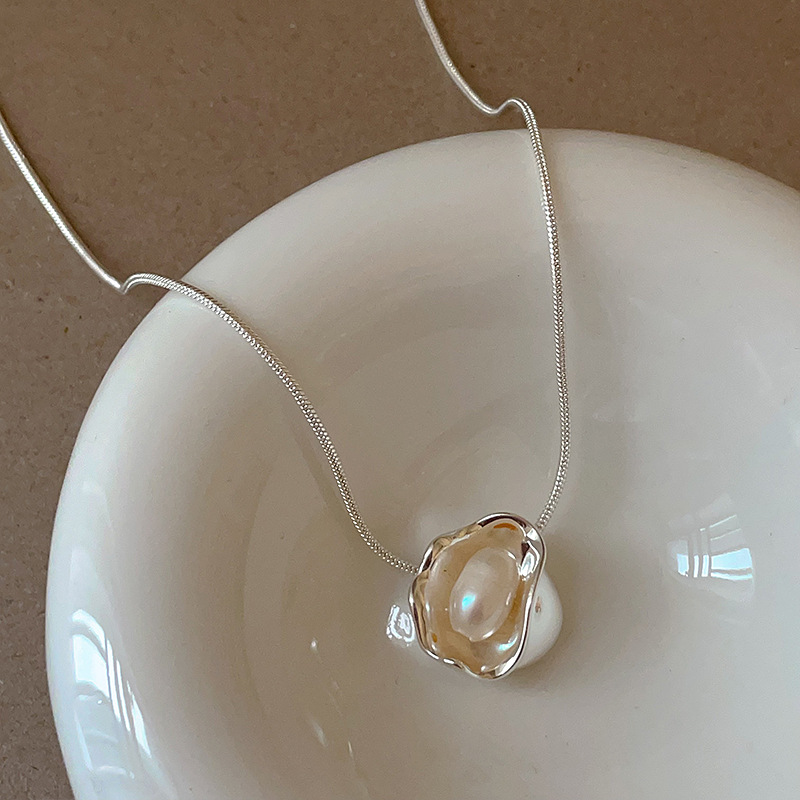 法式高級感天然淡水珍珠吊墜項鍊