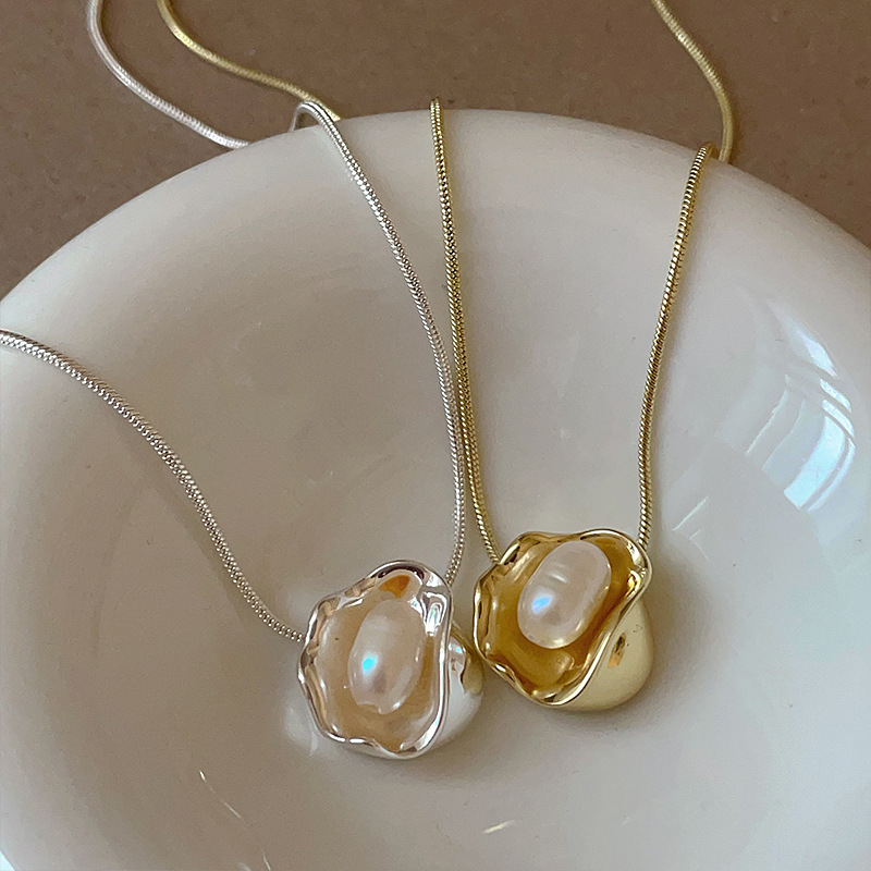 法式高級感天然淡水珍珠吊墜項鍊