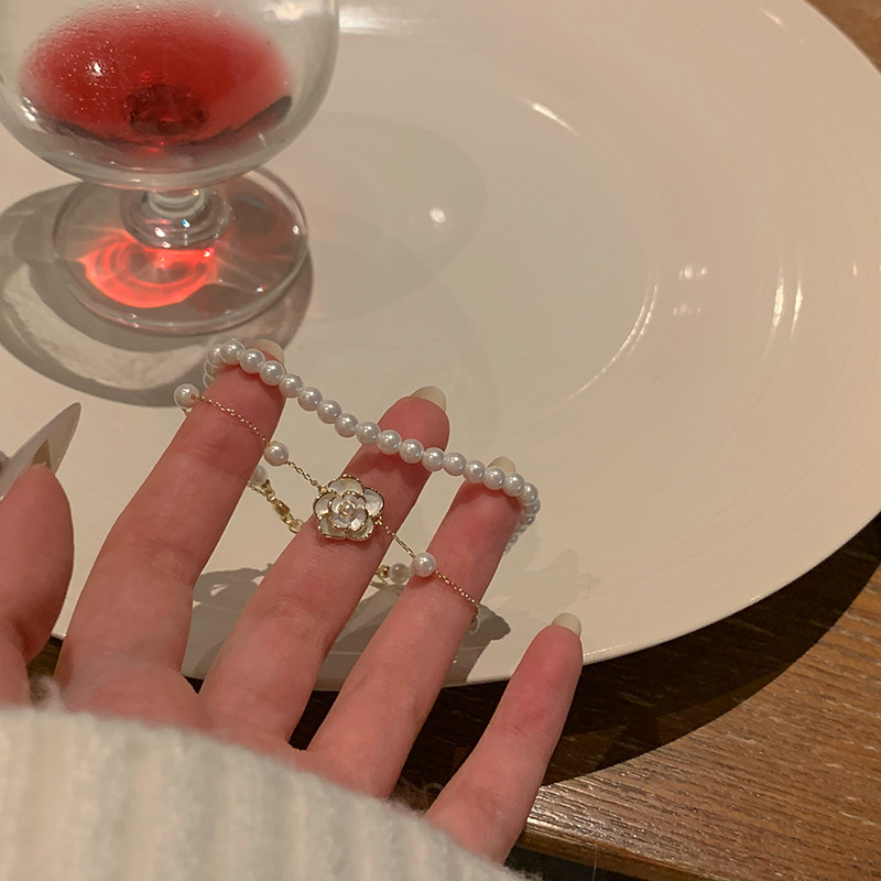 輕奢高級感雙層山茶花珍珠手鍊