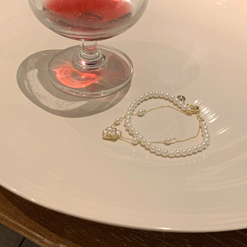 輕奢高級感雙層山茶花珍珠手鍊