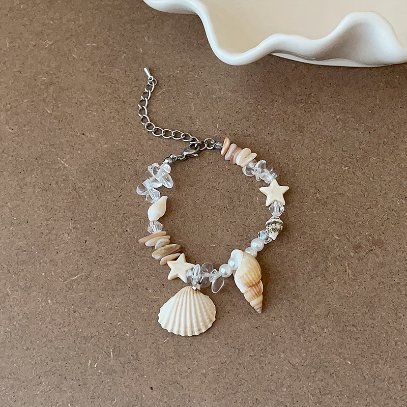 設計感海螺海星貝殼編織抽拉手鍊