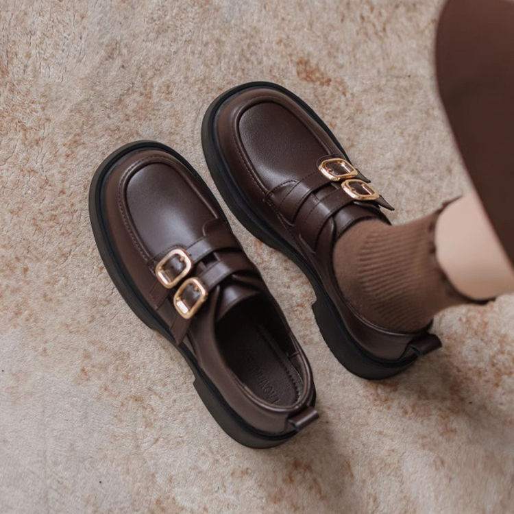 春秋新款厚底英倫風樂福鞋