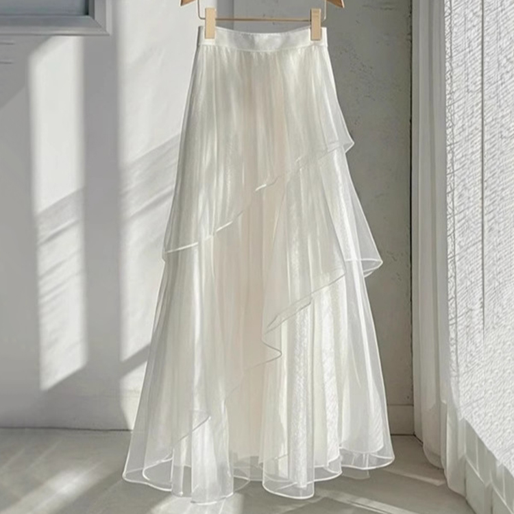 高級感氣質仙氣飄飄白色網紗裙