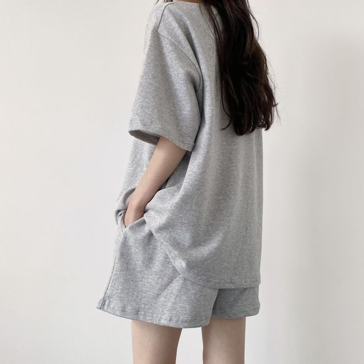 夏季時尚休閒運動服卡通印花短袖短褲套裝