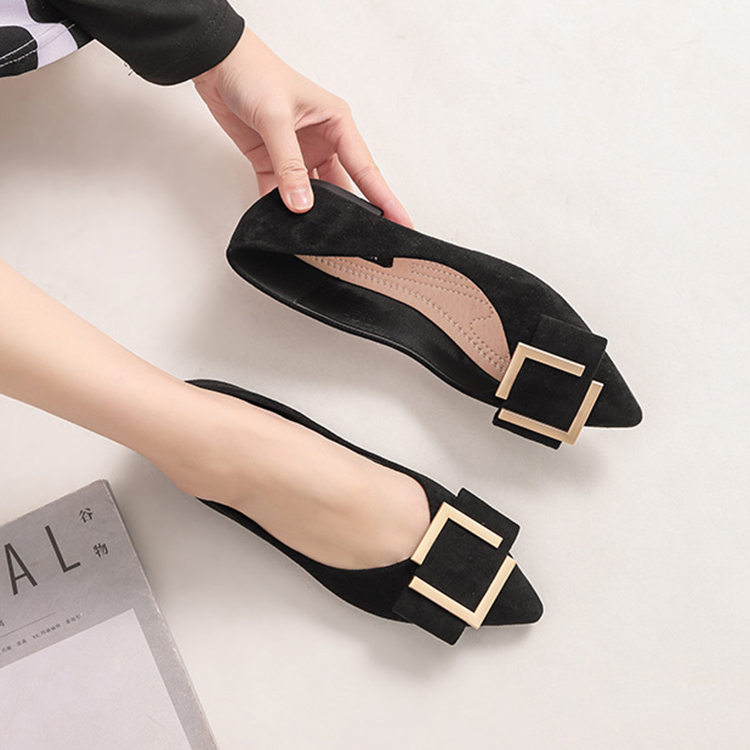春季韓版平底方扣軟底鞋