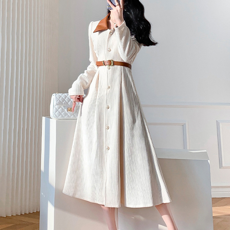 法式赫本風氣質顯瘦收腰打底連身裙