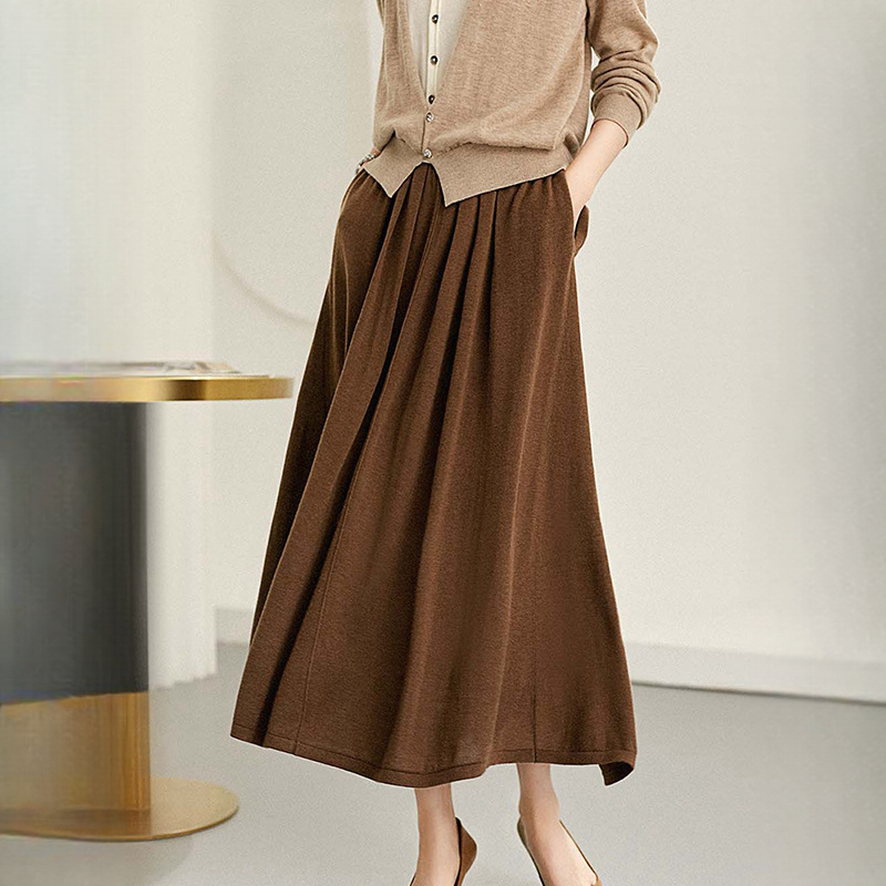 溫柔感混紡假兩件毛衣開衫/半裙套裝