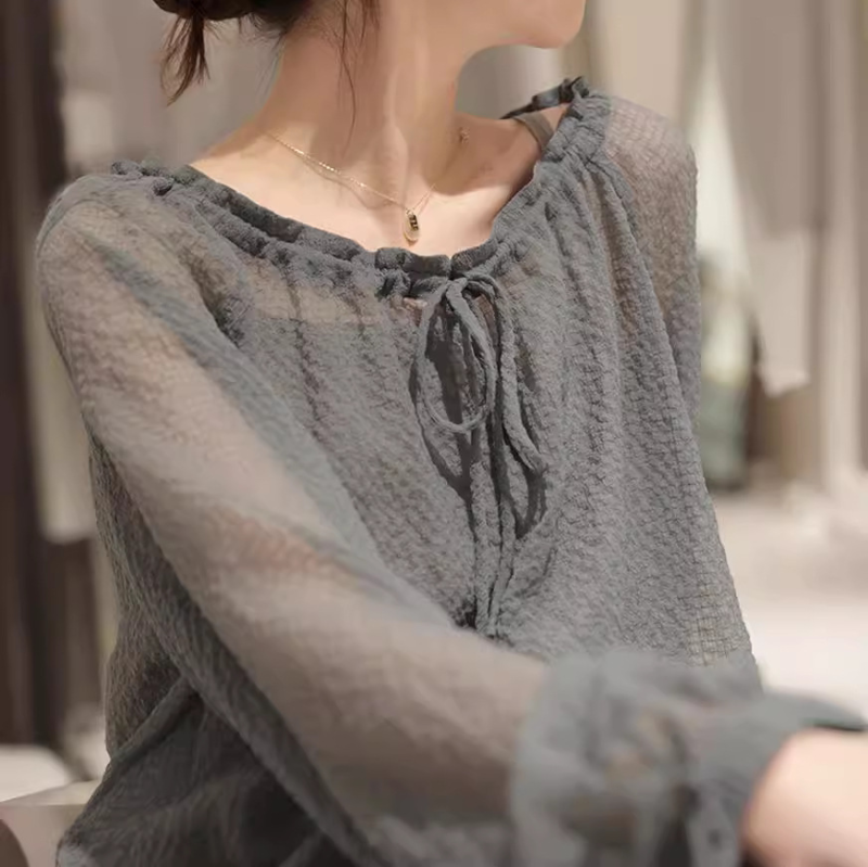 復古優雅別緻領型設計感小眾氣質襯衫