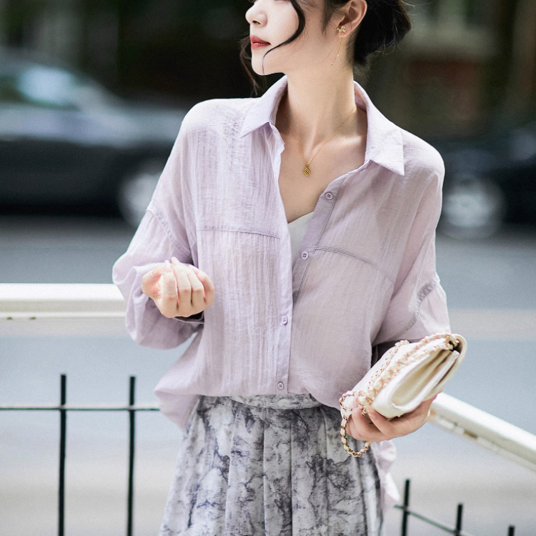 日系春夏新款寬鬆透氣設計感長袖襯衫