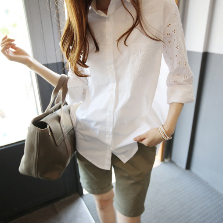 春夏新款韓版女士職業OL氣質鏤空襯衫