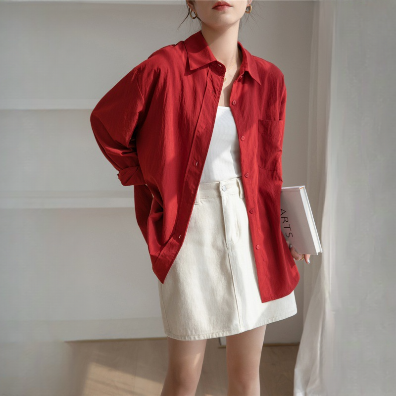 設計感小眾寬鬆翻領休閒襯衫