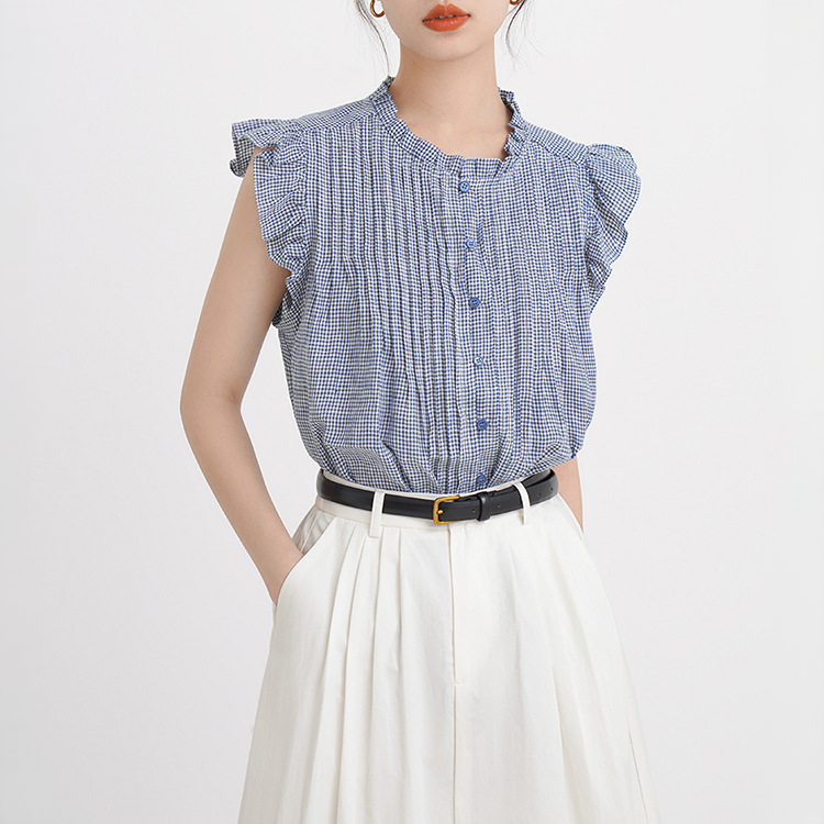 設計師款女裝法式娃娃衫飛袖襯衫T恤