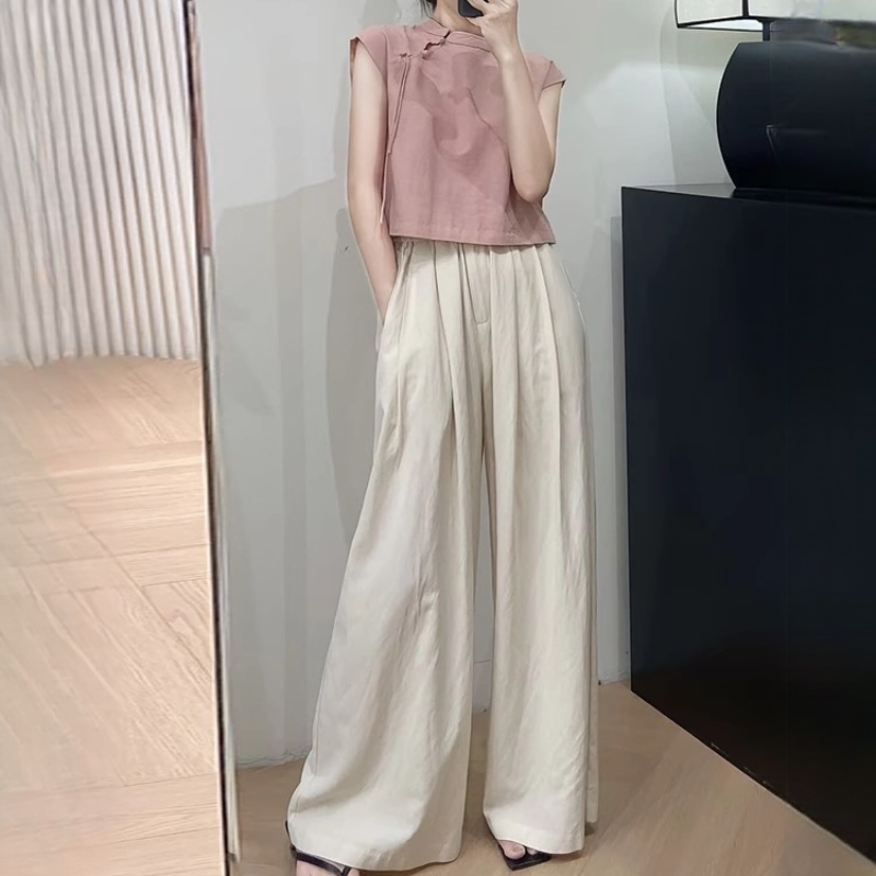 新中式穿搭輕國風上衣+闊腿褲兩件套