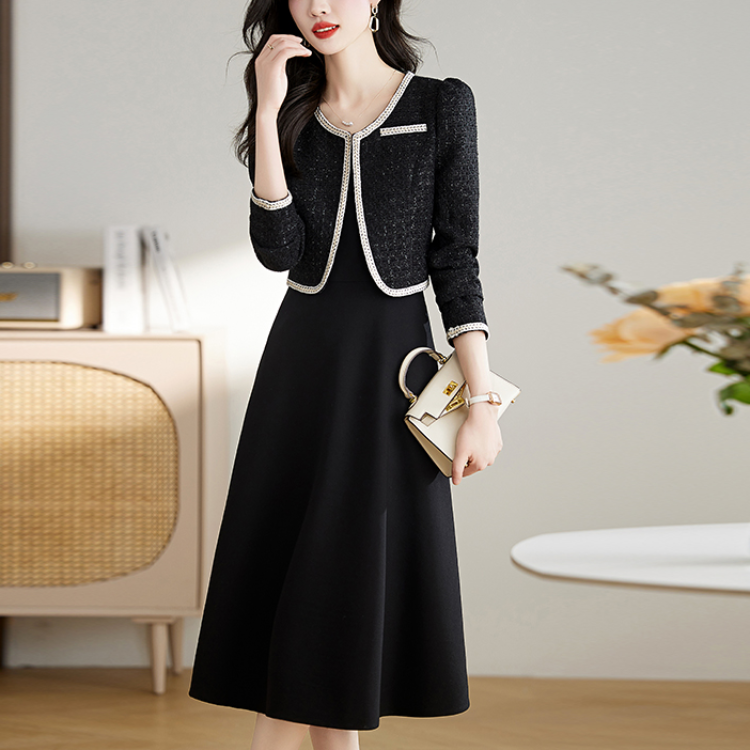 小香風名媛洋氣套裝外套連衣裙兩件套