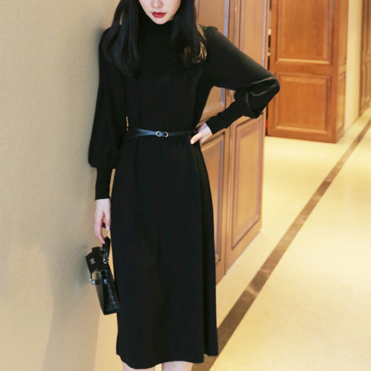 法式高級感收腰顯瘦針織連衣裙