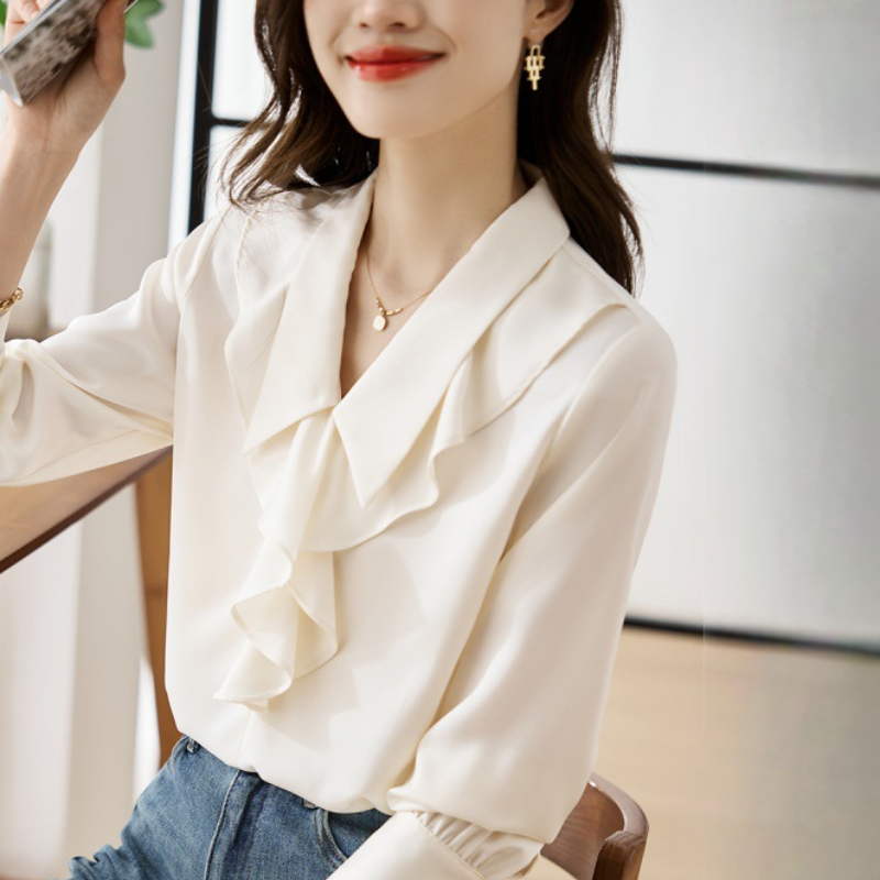 荷葉邊獨特別緻法式甜美襯衫上衣
