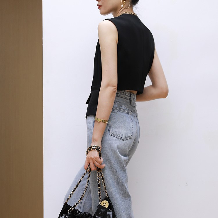 春夏通勤不對稱馬甲/氣質壓褶半裙（規格可選）