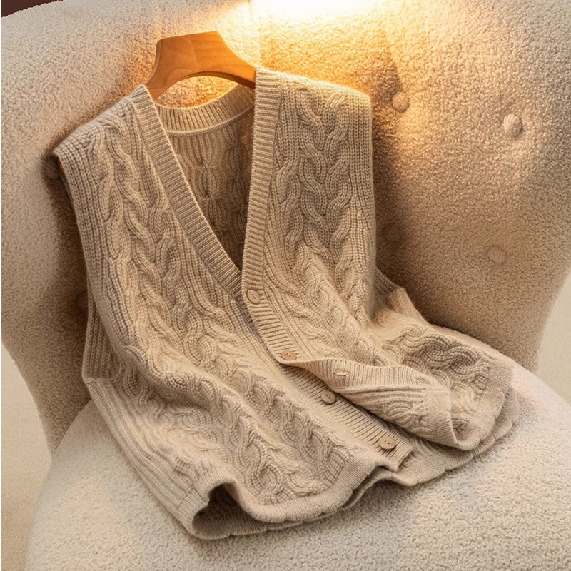 美拉德V領無袖馬甲疊層背心