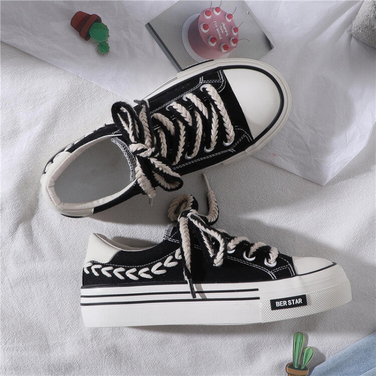 撞色休閒低幫減齡帆布鞋（2色）