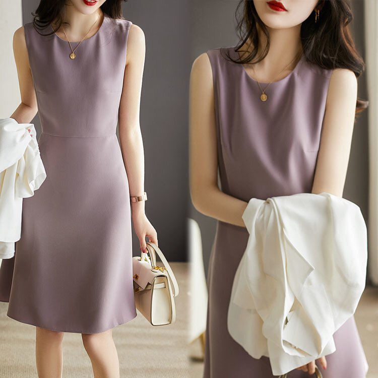 雪紡簡約氣質修身連衣裙