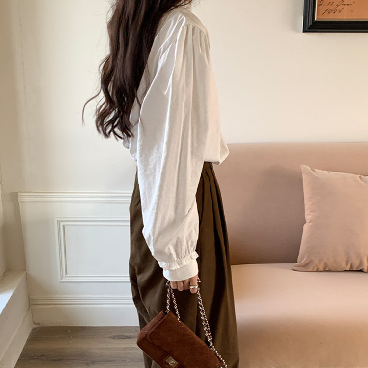 春秋季新款韓版簡約花邊襯衫