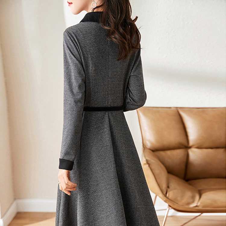 秋季新款百搭顯瘦POLO領連身裙