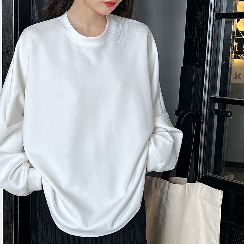 春季新款空氣棉寬鬆廓形極簡落肩袖衛衣