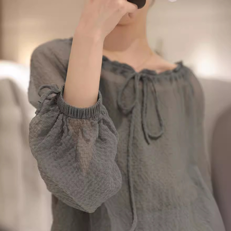 復古優雅別緻領型設計感小眾氣質襯衫