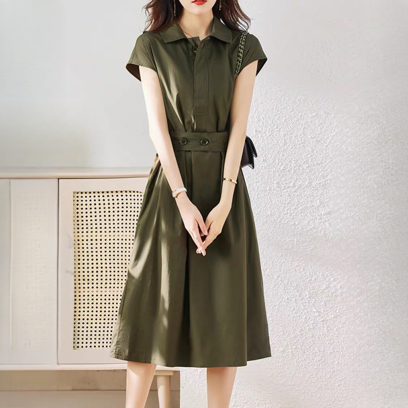 氣質收腰顯瘦別緻休閒通勤連衣裙