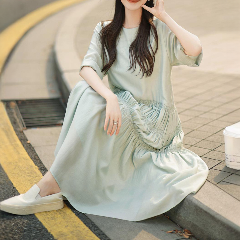 醋酸垂順圓領減齡可愛蛋糕裙