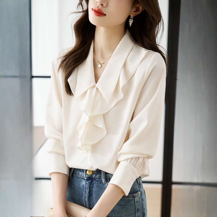荷葉邊獨特別緻法式甜美襯衫上衣