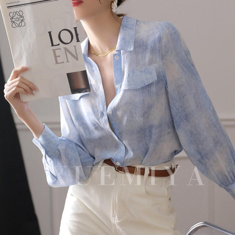 春夏寬鬆氣質通勤緞面襯衫