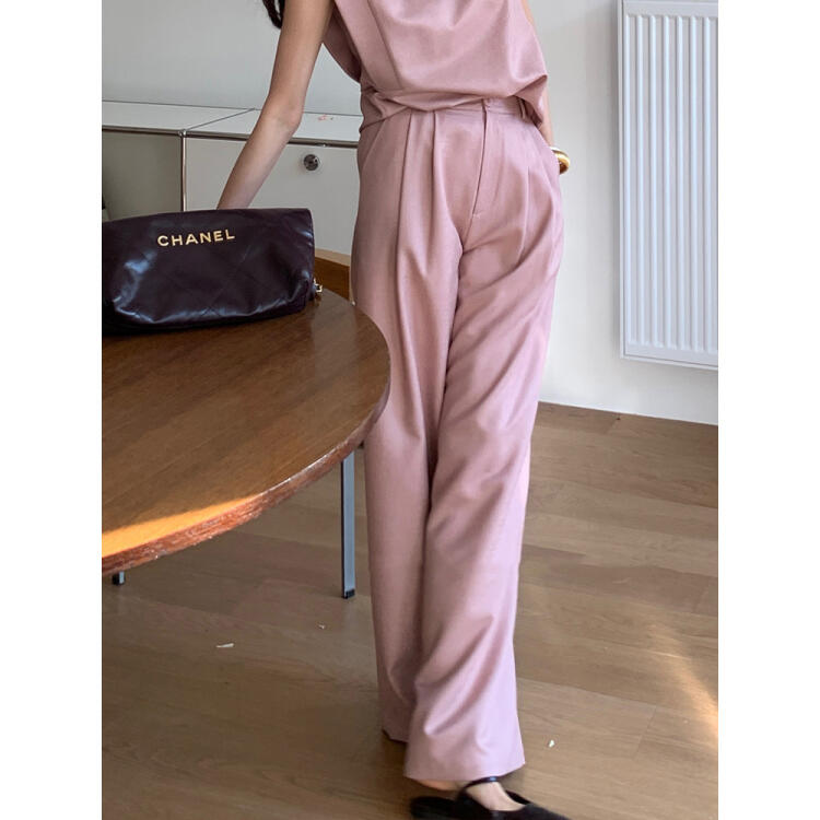 夏無袖墊肩T恤/簡約長褲（規格可選）