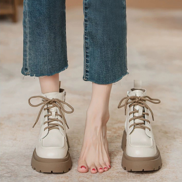 秋冬新款英倫風厚底增高軟皮馬丁靴