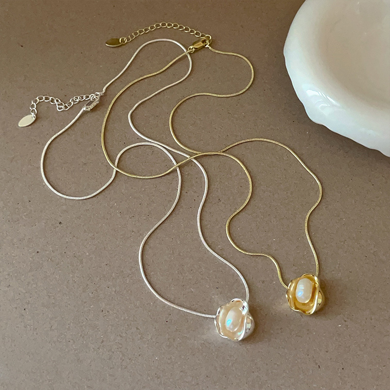 法式高級感天然淡水珍珠吊墜項鍊