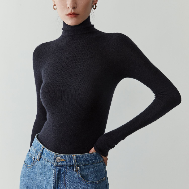 精紡無縫全成型高領打底針織衫
