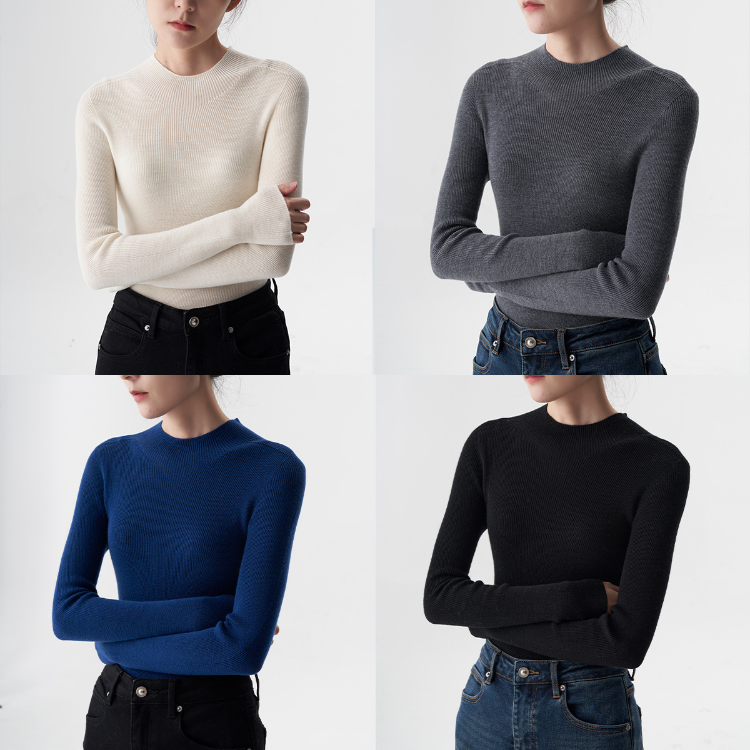 無縫一體半高領羊毛打底衫（11色）