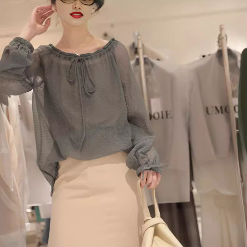 復古優雅別緻領型設計感小眾氣質襯衫