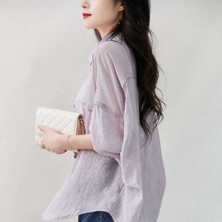 日系春夏新款寬鬆透氣設計感長袖襯衫