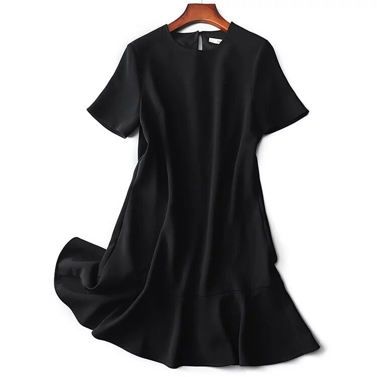 魚尾簡約休閒優雅氣質小黑裙