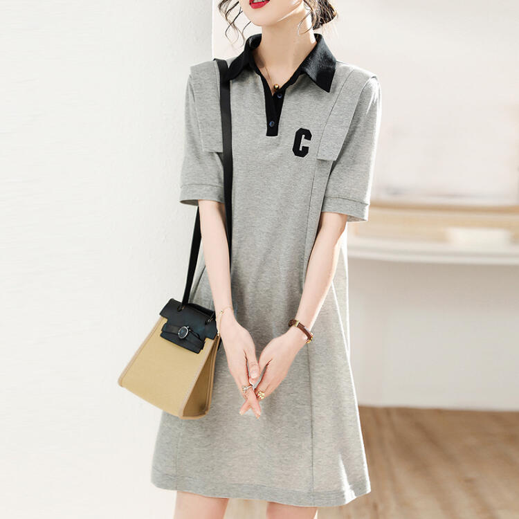 夏季字母翻領襯衫連衣裙