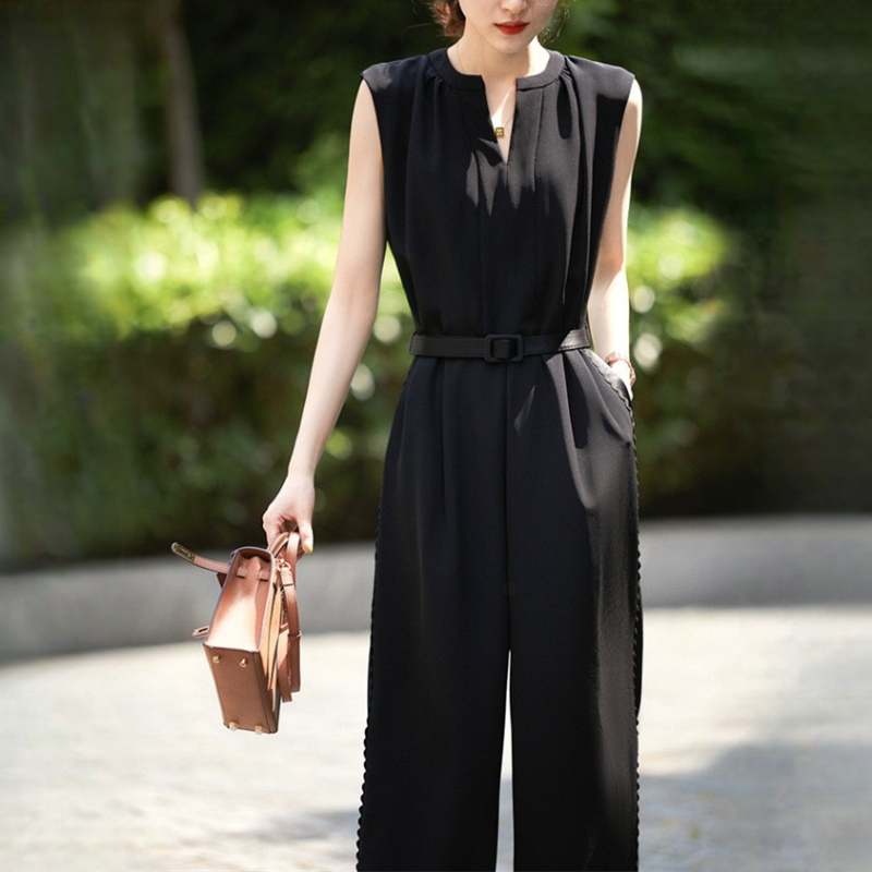 優雅純色減齡收腰顯瘦連體褲