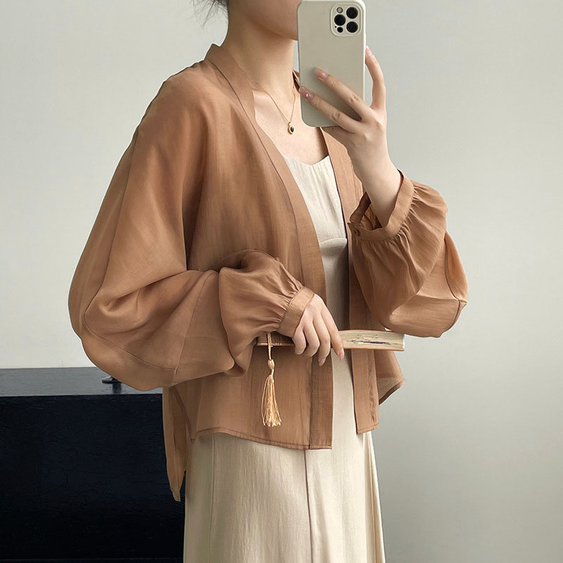 夏季短外套女復古小眾氣質寬鬆別緻防曬襯衫