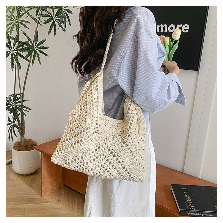 慵懶風時尚休閑大容量編制托特包