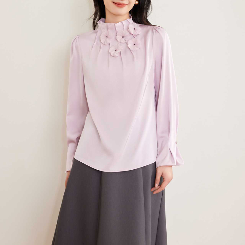 法式復古春秋溫柔荷葉邊奶油襯衫