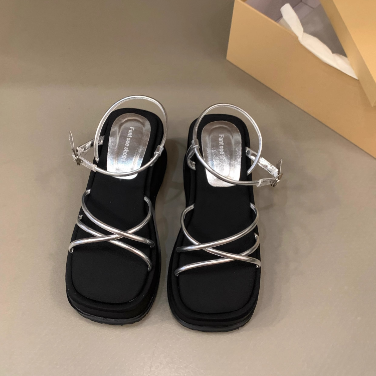 精緻高級感厚底增高鬆糕鞋涼鞋