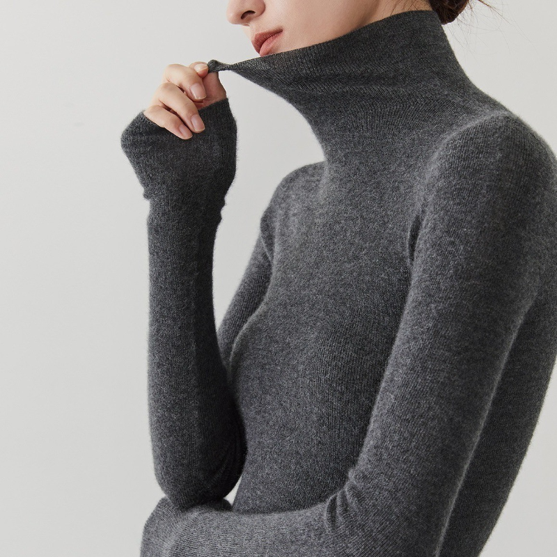 精紡無縫全成型高領打底針織衫