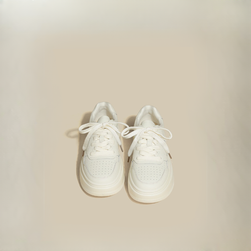 真皮熊貓板鞋休閒百搭厚底小白鞋